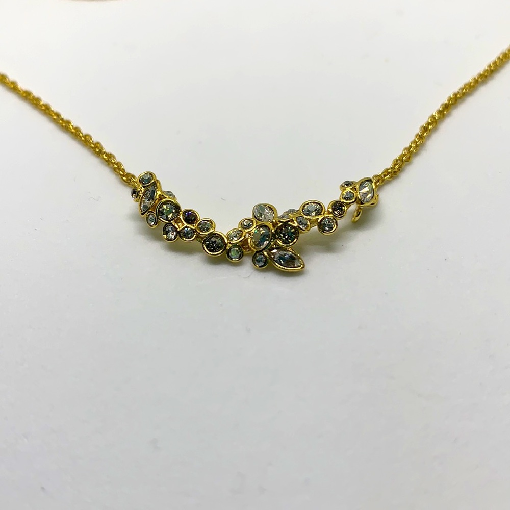 Alexis Bittar Gold Tone Vine Crystal Necklace